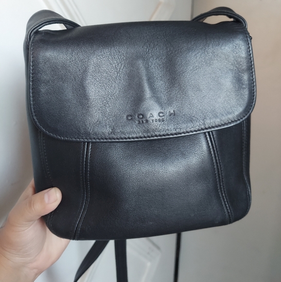 Vintage Coach Black Lexington Small Flap Crossbody 4185 Italy 🖤🇮🇹 - Picture 2 of 16